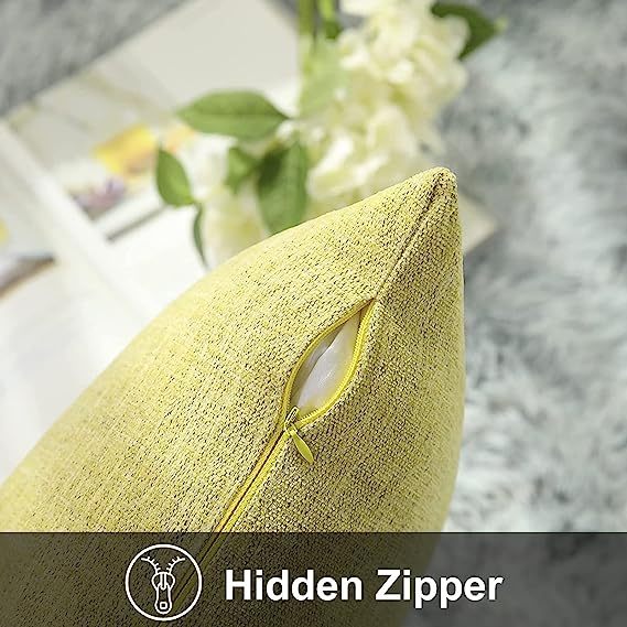 Chenille Pillow Covers-Pale Yellow