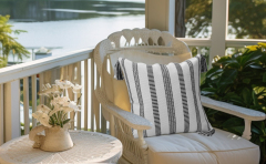 Decorative Woven Striped Pillow Covers with Tassels-Black