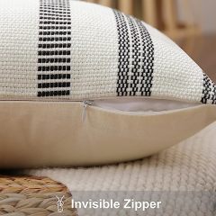 Decorative Woven Striped Pillow Covers with Tassels-Black