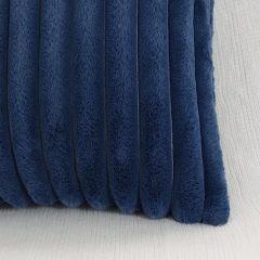 Fluffy Striped Decorative Pillow Covers-Navy Blue