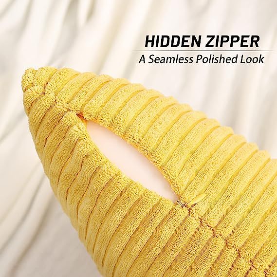Corduroy Decorative Throw Pillow Covers-Mustard Yellow