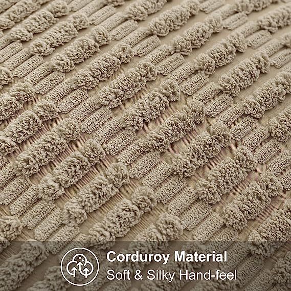 Corduroy Striped Square Pillow Covers-Khaki