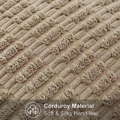 Corduroy Striped Square Pillow Covers-Khaki