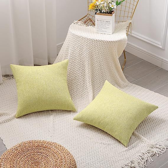 Chenille Pillow Covers-Pale Yellow