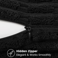 Corduroy Striped Square Pillow Covers-Black