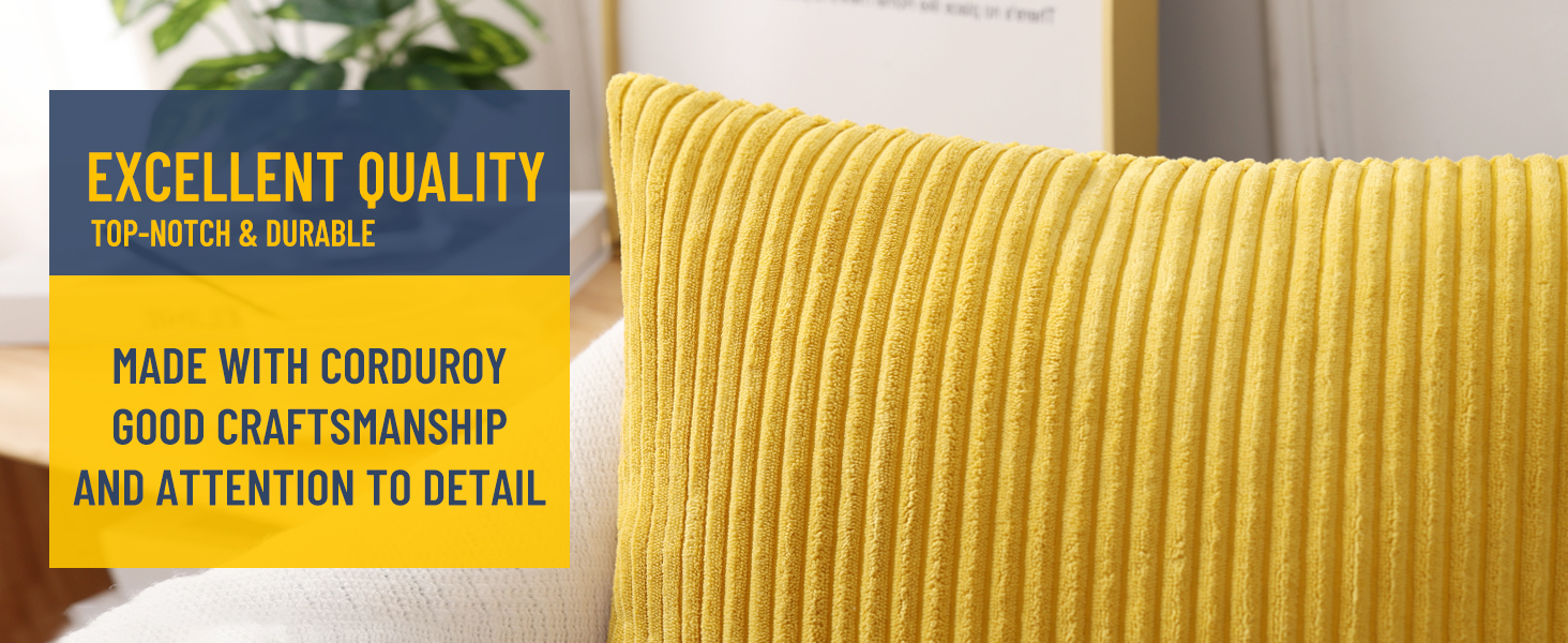 Corduroy Decorative Throw Pillow Covers-Mustard Yellow