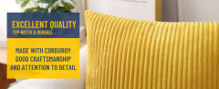 Corduroy Decorative Throw Pillow Covers-Mustard Yellow