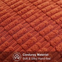 Corduroy Striped Square Pillow Covers-Rust
