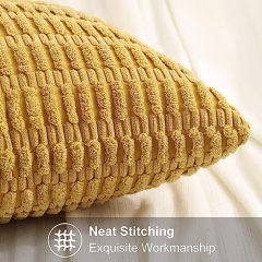 Corduroy Striped Square Pillow Covers-Mustard Yellow