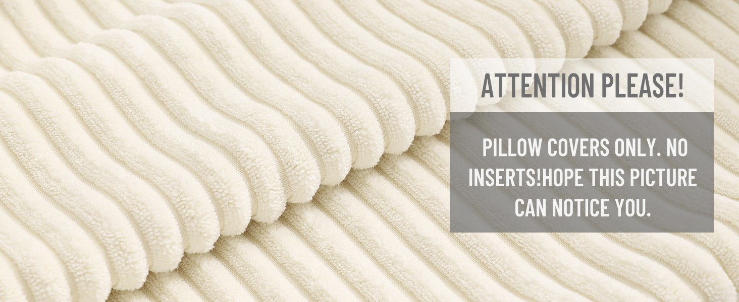 Corduroy Decorative Throw Pillow Covers-Cream White