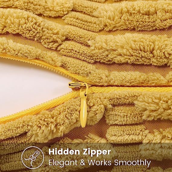 Corduroy Striped Square Pillow Covers-Mustard Yellow