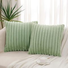Fluffy Striped Decorative Pillow Covers-Sage Green