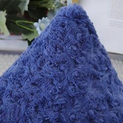 Fur Throw Pillow Covers 3D Rose Pattern-Blue