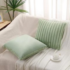 Fluffy Striped Decorative Pillow Covers-Sage Green