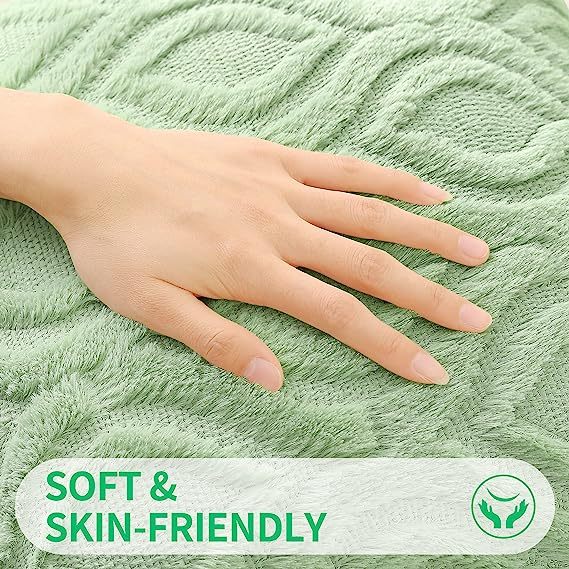 Plush Faux Wool Couch Pillow Covers-Sage Green