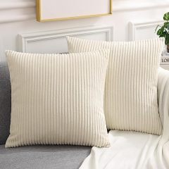 Corduroy Decorative Throw Pillow Covers-Cream White