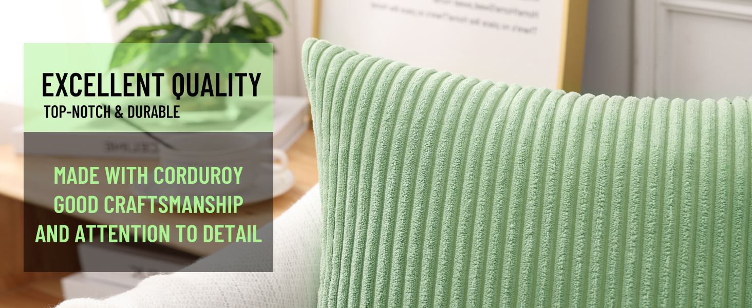 Corduroy Decorative Throw Pillow Covers-Sage Green