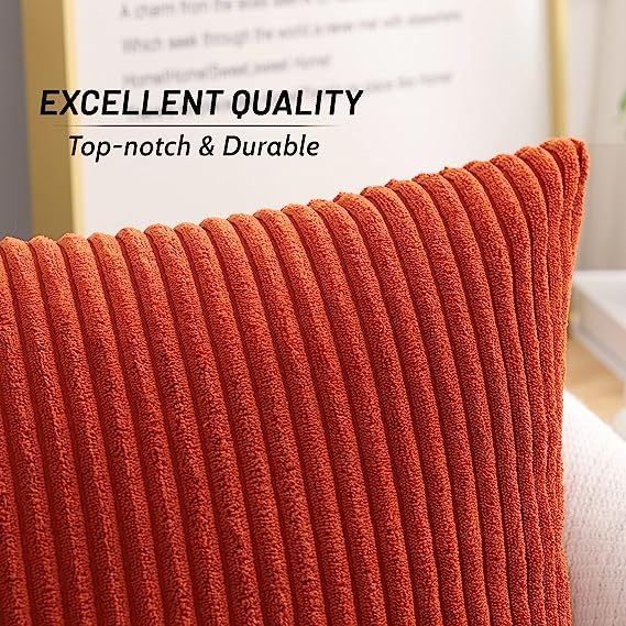Corduroy Decorative Throw Pillow Covers-Rust