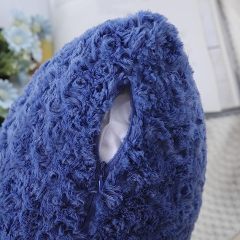 Fur Throw Pillow Covers 3D Rose Pattern-Blue