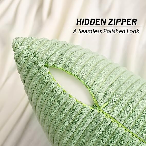 Corduroy Decorative Throw Pillow Covers-Sage Green