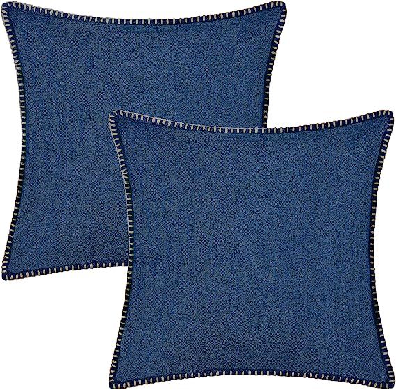 Linen Pillow Covers-Dark Blue
