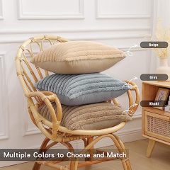 Fluffy Striped Decorative Pillow Covers-Grey