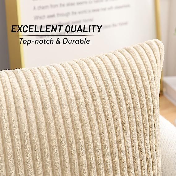 Corduroy Decorative Throw Pillow Covers-Beige