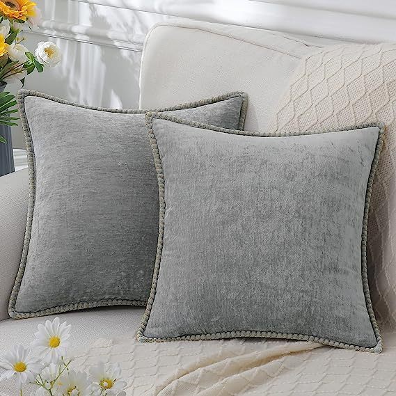 Chenille velvet Pillow Covers-Ultimate Gray