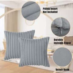 Fluffy Striped Decorative Pillow Covers-Grey