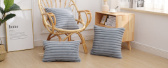 Fluffy Striped Decorative Pillow Covers-Grey