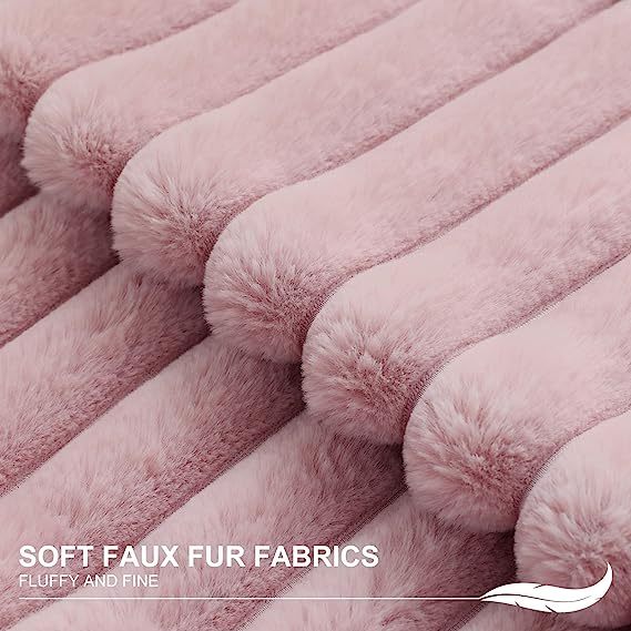 Fluffy Striped Decorative Pillow Covers-Blush Pink