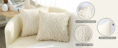Plush Faux Wool Couch Pillow Covers-Beige