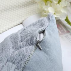 Plush Faux Wool Couch Pillow Covers-Blue Grey