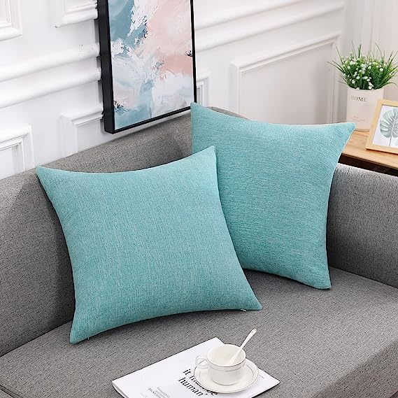 Chenille Pillow Covers-Turquoise