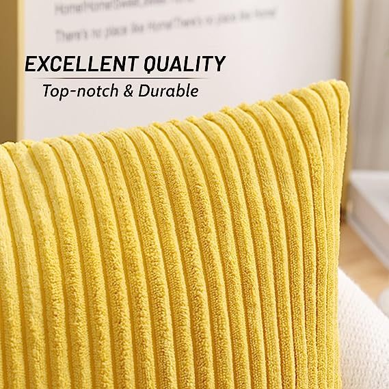 Corduroy Decorative Throw Pillow Covers-Mustard Yellow