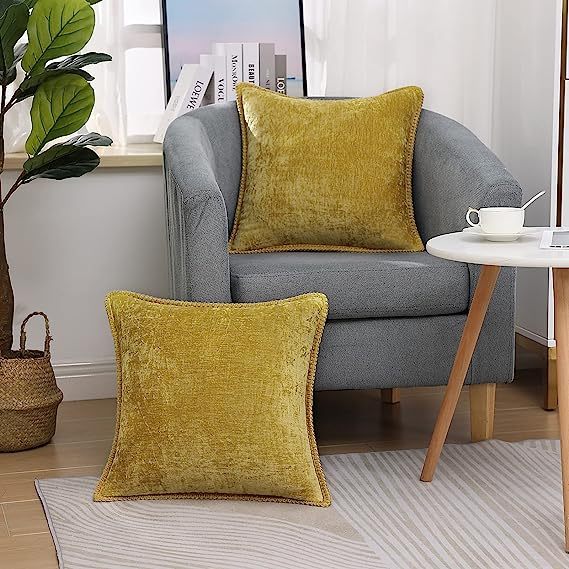 Chenille velvet Pillow Covers-Mineral Yellow