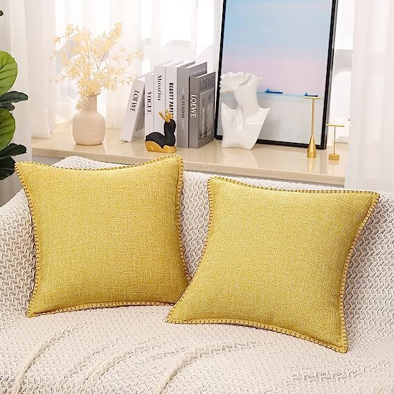 Linen Pillow Covers-Mustard Yellow