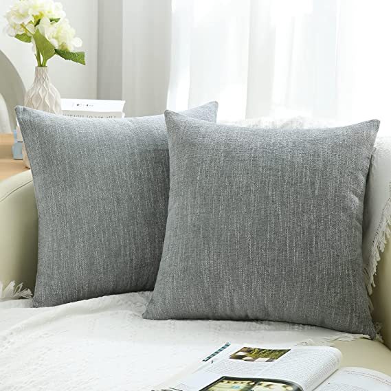 Chenille Pillow Covers-Grey