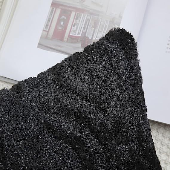 Plush Faux Wool Couch Pillow Covers-Black