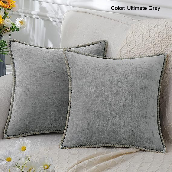 Chenille velvet Pillow Covers-Ultimate Gray