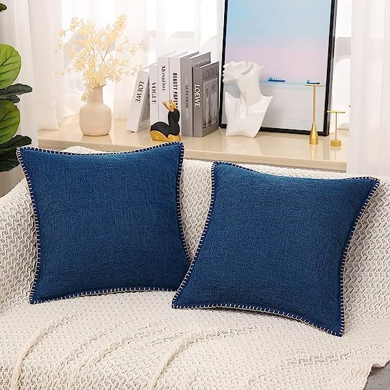 Linen Pillow Covers-Dark Blue