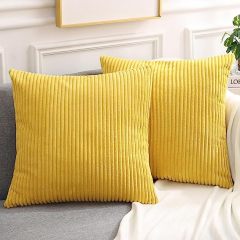 Corduroy Decorative Throw Pillow Covers-Mustard Yellow