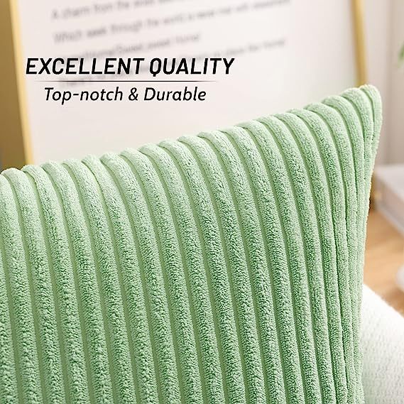 Corduroy Decorative Throw Pillow Covers-Sage Green