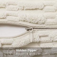 Corduroy Striped Square Pillow Covers-Cream White