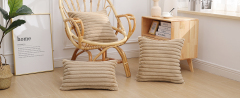 Fluffy Striped Decorative Pillow Covers-Khaki