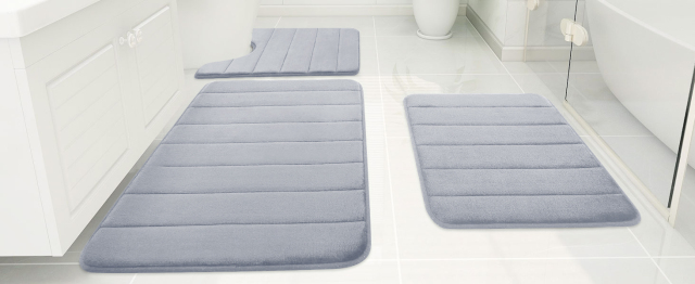 Rugs&Mats-Memory Foam 3 Pieces Bathroom Rug-Grey