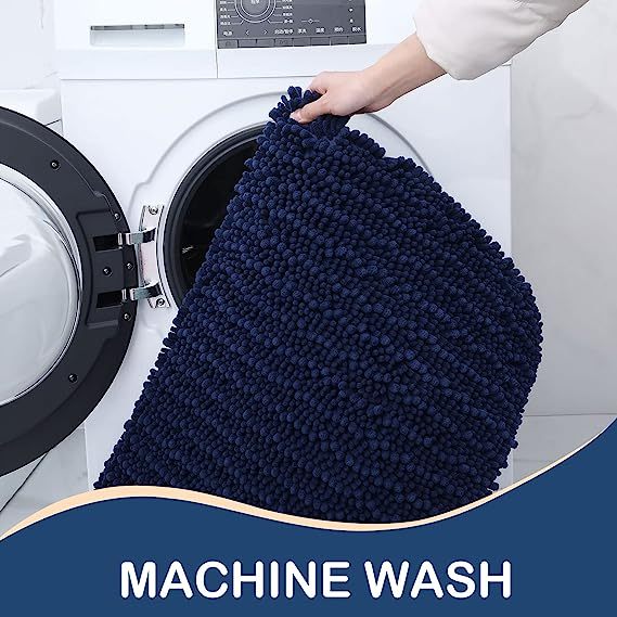 Rugs&Mats-Luxury Chenille Bathroom Rug-Navy blue