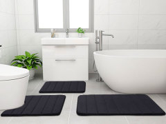 Rugs&Mats-Memory Foam 3 Pieces Bathroom Rug-Black