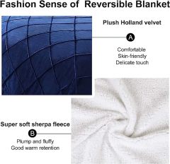 Blanket-Microfiber Lightweight Plush Reversible Throw Blanket-Navy