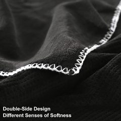 Blanket-Microfiber Lightweight Plush Reversible Throw Blanket-Black waffle